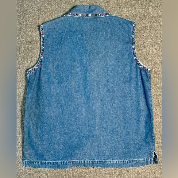 New Directions Vintage Women’s Denim Cat Lady Patriotic Sleeveless top Size M - Picture 3 of 13
